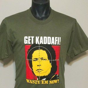 Vintage 80s Military War Pop Art T Shirt XL Muammar Al Gaddafi Kaddafi Usa Tee